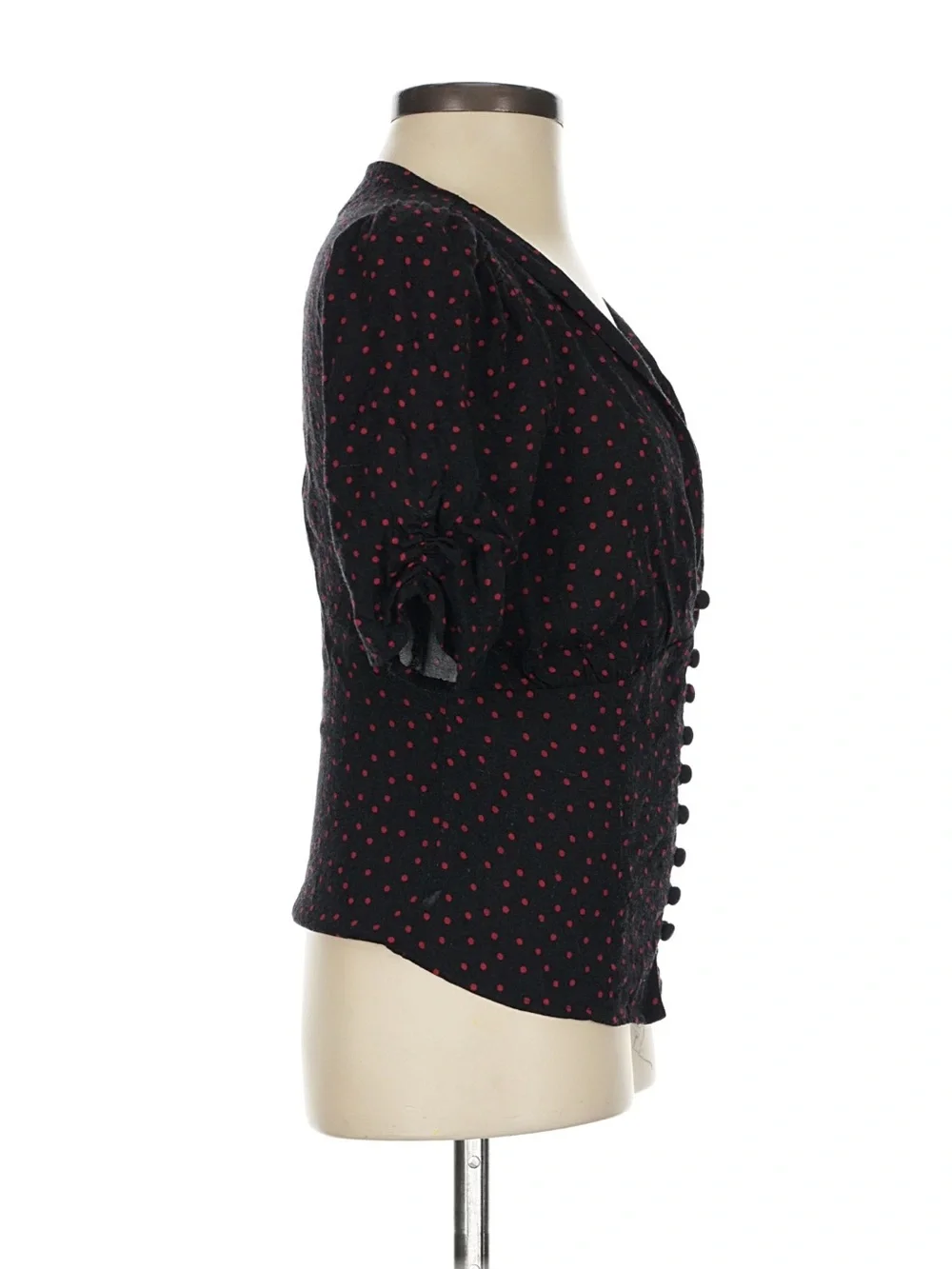 Reformation Black Top with Red Polka Dots